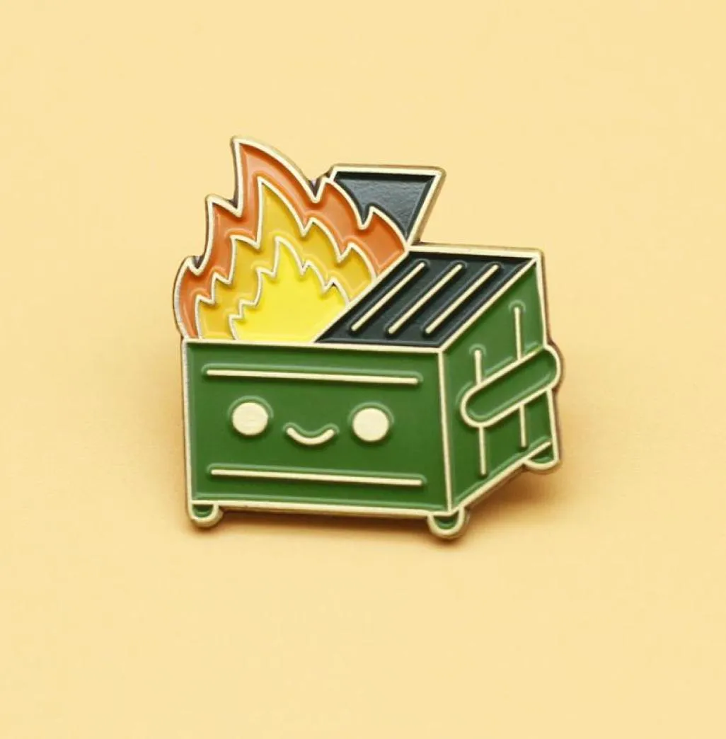 Dumpster Fire Emamel Pin Brosch Ryggsäck Krage Hat Badge Lapel Pin Women Men smycken gåvor8730101