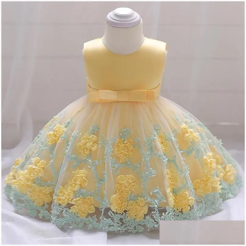 Mädchen Kleider Baby Kleid Geborene Blume Stickerei Prinzessin Für Erste 1. Jahr Geburtstag Party Karneval Kostüm Drop Lieferung Kinder Materni Dhnvc