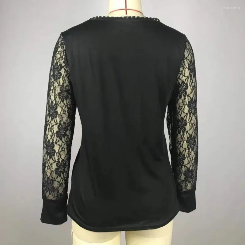 Women's Blouses Solid Color Versatile 3D Cutting Embroidery Lace Flower Pattern Women Long Sleeve Shirt Bottoming Streetwear