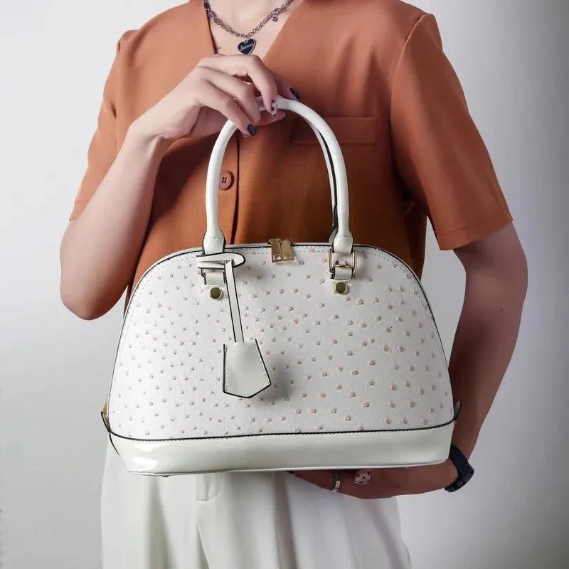 Bags Tophandle Bags for Women Brand Designer Handbag Large Ostrich Pattern Shoulder Bag Ladies Big White Leather Totes Crossbody Bag