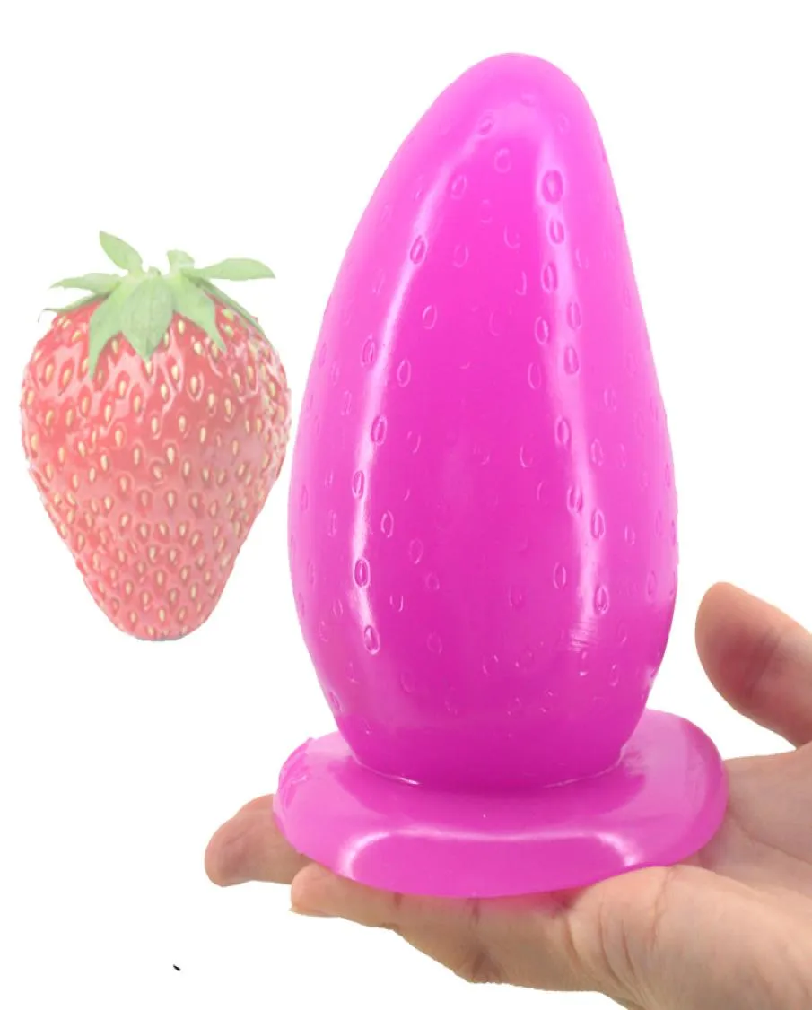 Gros plug anal avec ventouse fraise godemichet anal massage de l'anus partical énorme 3quot épais anal bouchon en peluche sex toys8720368