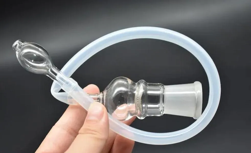 18 mm vrouwelijke glazen dampzweepadapter 90 graden grote glazen adapter met scherm en slang voor dab rigs bong ash catcher adapter 2 stuks LL