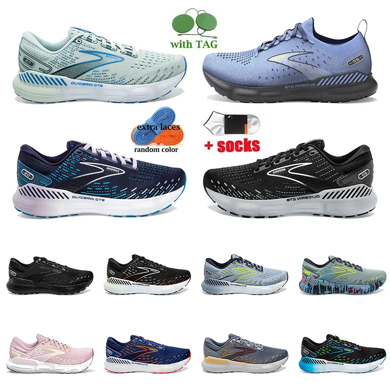 2024 Sport Brooks Running Shoes For Men Women Athletic Jogging Walking Ultralight Midsole Black White Blue Glass Djup