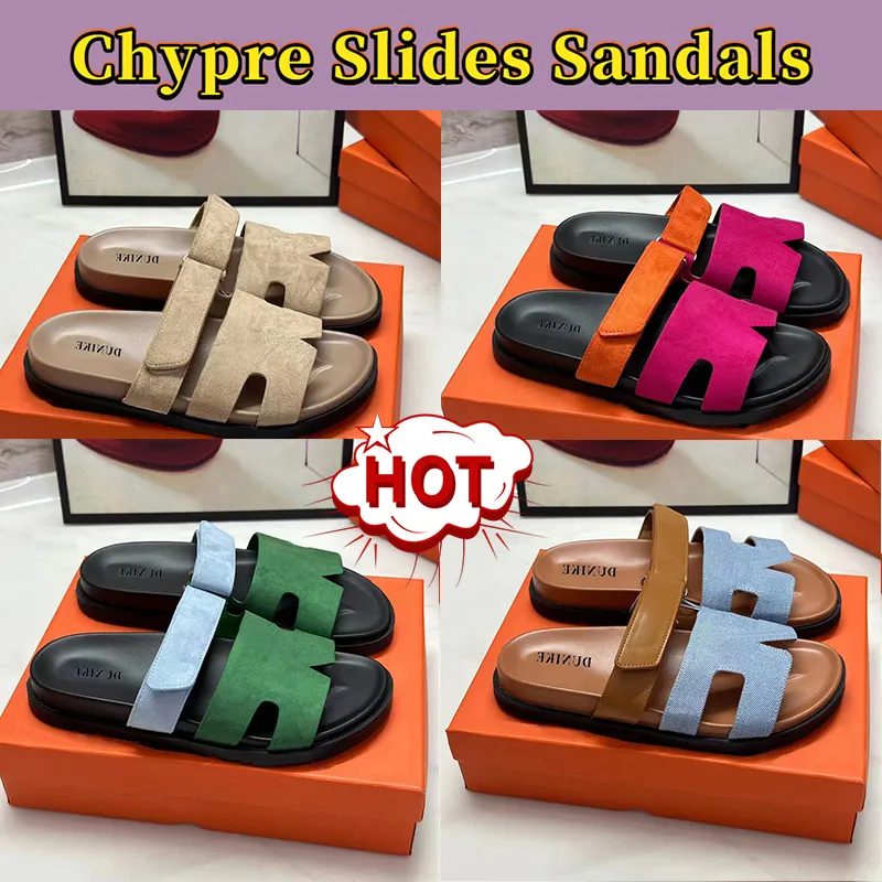 Slides Designer Women Slippers Chypre Sandals man slide Go Mule suede Noir Calfskin leather Canvas Luxury slipper womens flat sliders fashion outdoor Beach sandal
