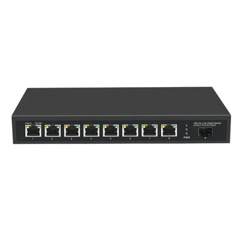 HICOMDATA 1 SFP+ 10Gigabit Uplink Port 8 Rj45 2.5G Port Ethernet Switch 2.5G BASE-T Network Switcher Hub Internet Splitter Fanless
