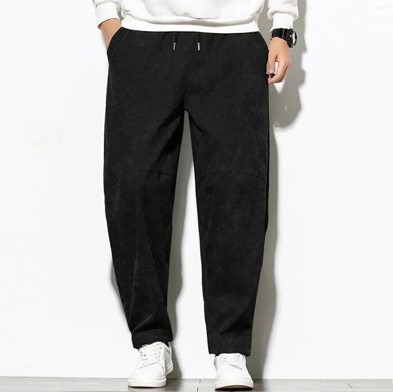 Pantaloni da uomo Pantaloni sportivi vintage da uomo Solido velluto a coste larghi Inverno spesso lungo Pantaloni casual Jogger Pantaloni streetwear Pantaloni da lavoro