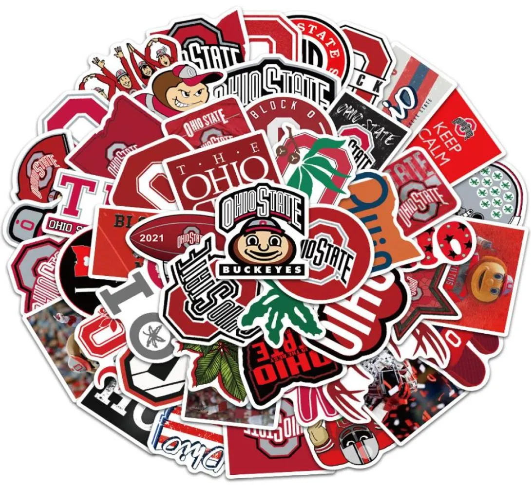 50pcslot Ohio State University Graffiti Stickers PVC Waterproof Laptop Bagage Telefon Suitcase Car Cartoon Decals Kids Toy T63834831