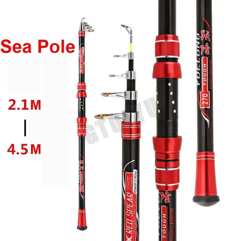 Portable Fishing Pole 2.1 4.5M Movable Wheel Seat Fishing Rod