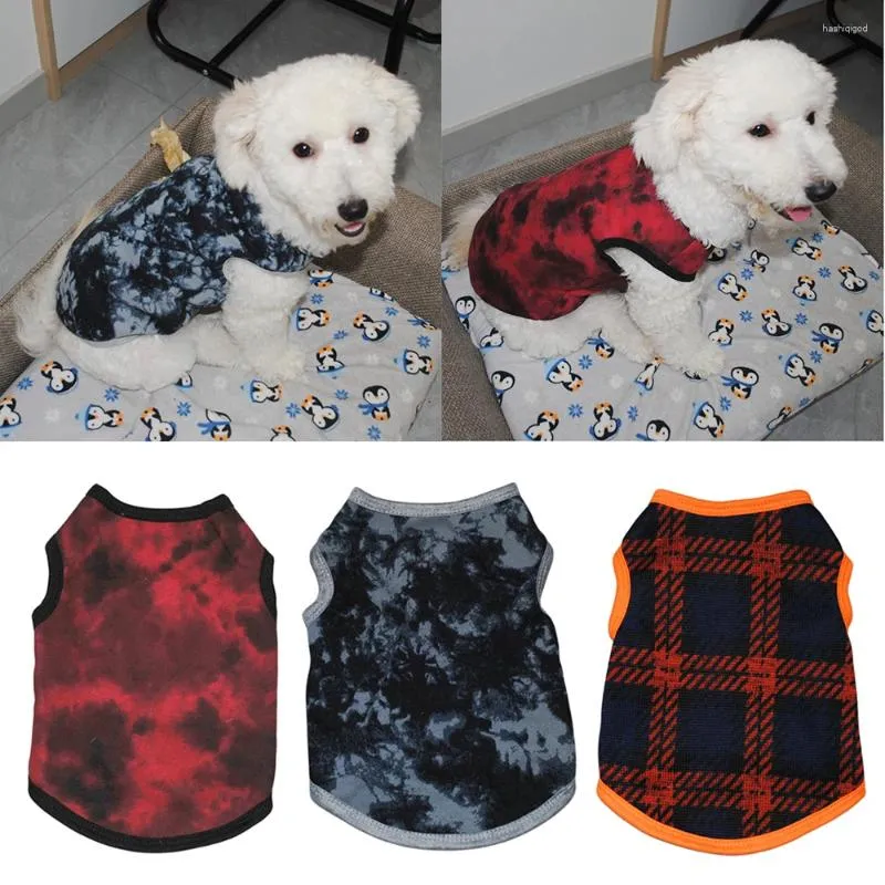 Dog Apparel Pet Tie Dyed Vest Fashion Hoodies Lattice Sweater Soft Comfortable Warm Cotton Fleece Durable Supplies