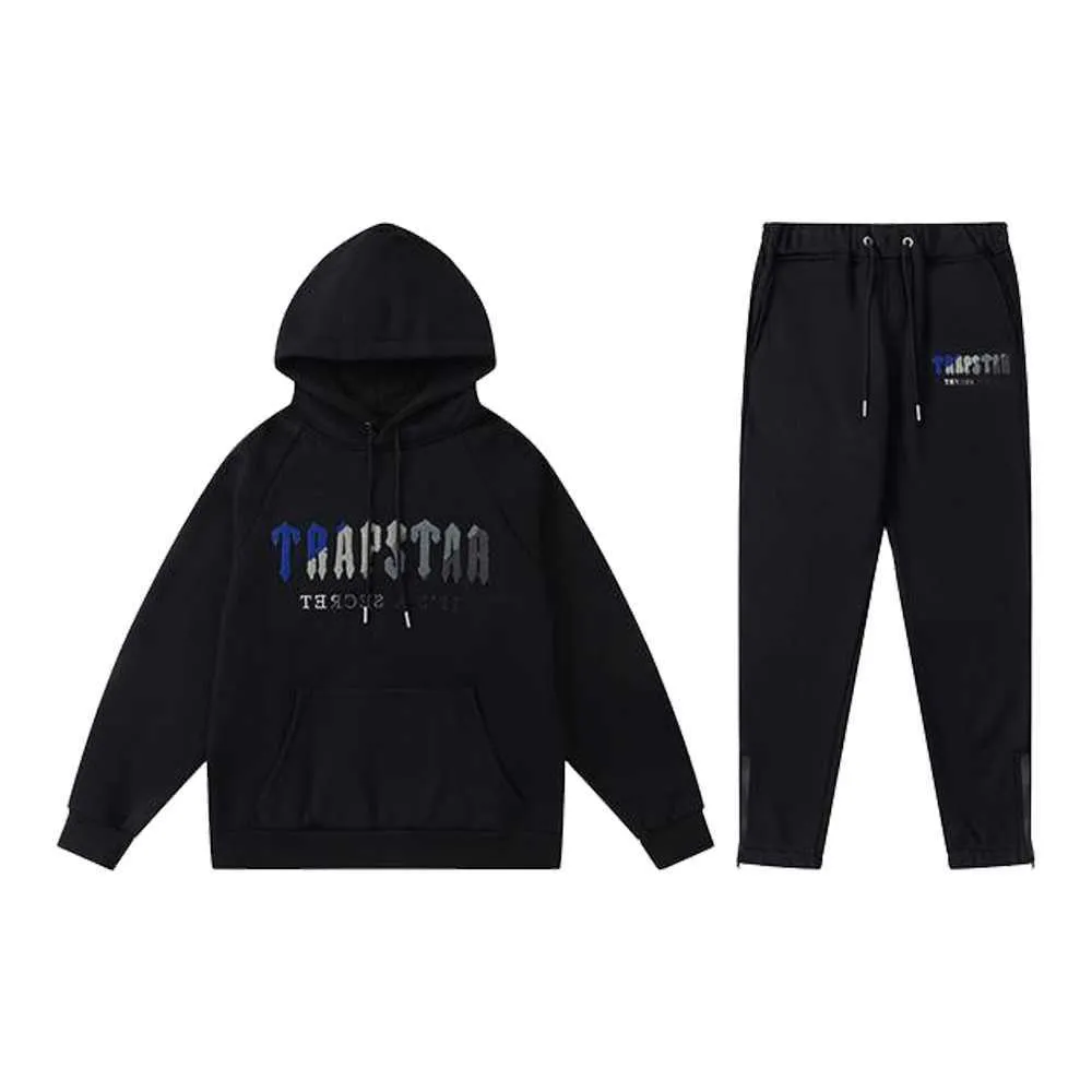 Tuta da uomo con cappuccio Trapstar Tuta da donna Designer Ricamo Lettera Lusso Nero Bianco Grigio Arcobaleno Colore Sport estivi Moda Cordoncino di cotone Manica corta