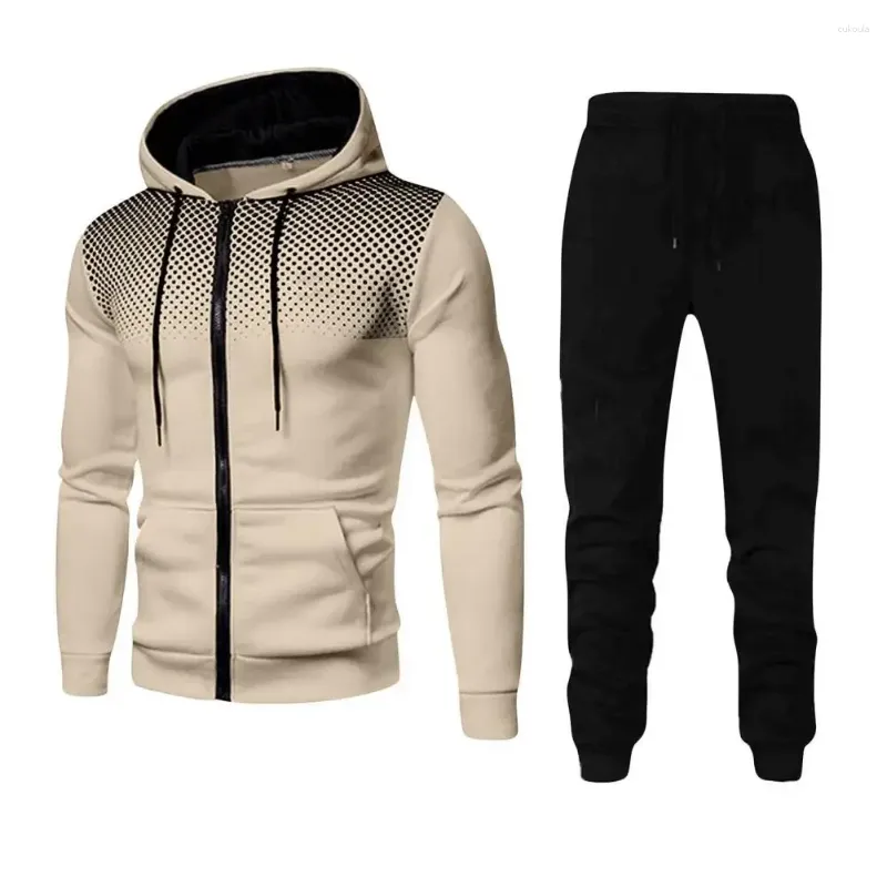 Männer Trainingsanzüge 2023 Herbst/Winter Casual Sport Set Mock Neck Zipper Strickjacke Top Hosen Boutique