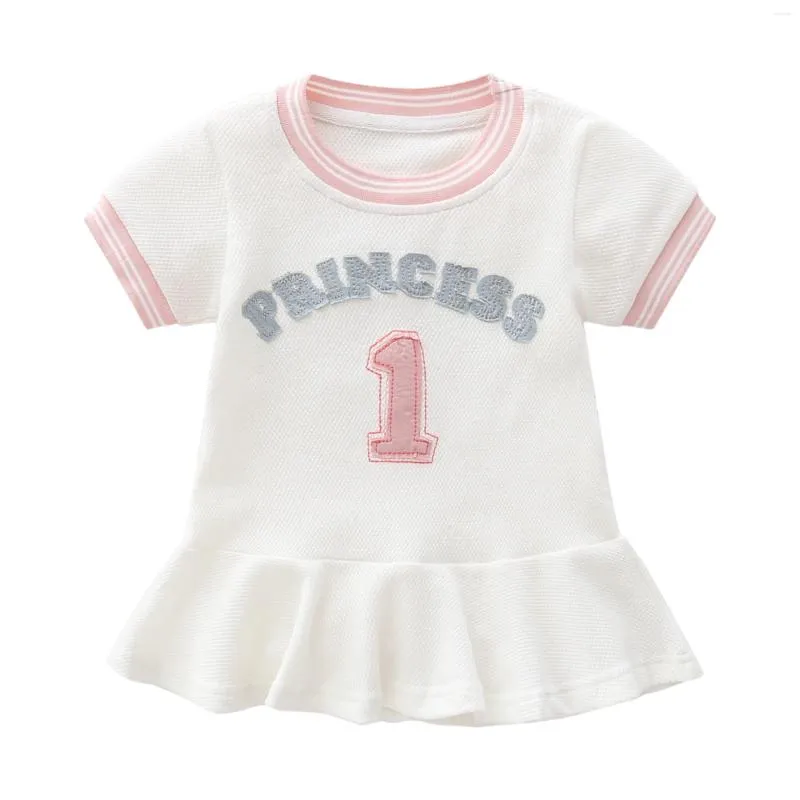 Mädchen Kleider 2023 Sommer Kinder Mädchen Kleidung Baseball Kleid Baumwolle Buchstaben Kurzen ärmeln Revers Baby Ausländische Prinzessin 1-4 jahre