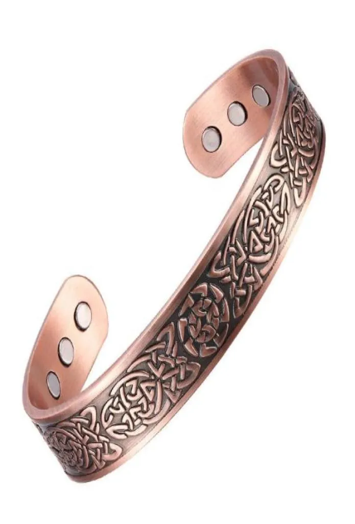 Bangle Zuiver Koper Armbanden Voor Vrouwen Mannen Energie Magnetische Armband Voordelen Grote Manchet Armbanden Gezondheidszorg Jewelry1290649