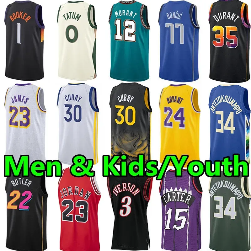 Custom Men Men Youth Women Basketball Jerseys Stephen Curry James Ja Morant Devin Booker Kevin Durant Jayson Tatum Giannis Antetokounmpo Bryant Luka City Adult