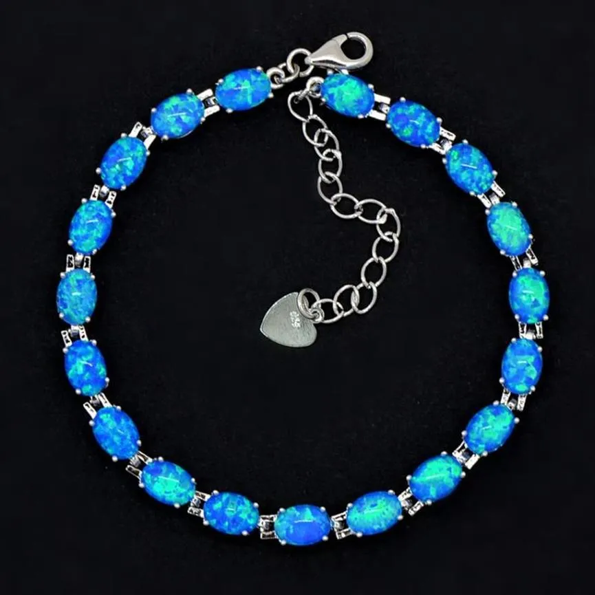 Bracelet opale de feu bleu, bijoux en argent Sterling 925 pour femmes, vente au détail, BNT17122901269o