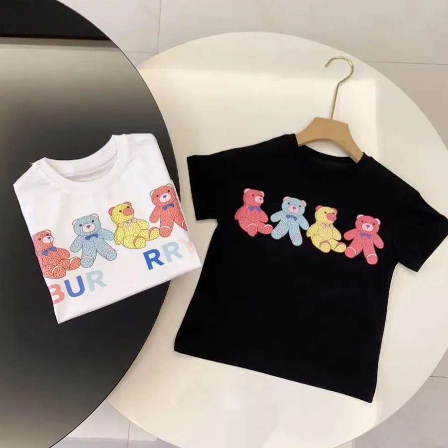 Ensemble de vêtements pour enfants lettre ours T-shirt à manches courtes pour enfants short imprimé costume marque vêtements pour garçons T-shirt en coton noir