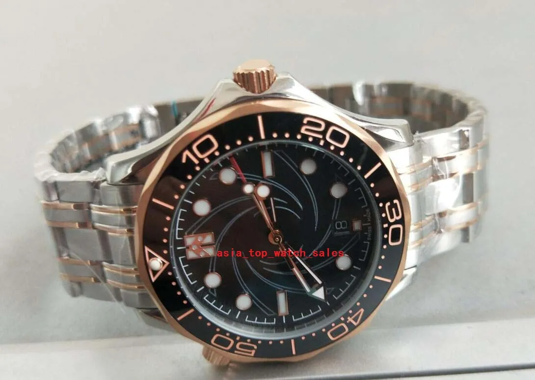 Relógios de pulso masculinos clássicos mais vendidos 2 estilos 007 42MM mostrador PRETO CaL. 8800 movimento safira moldura cerâmica data automática dois tons pulseira relógios masculinos de super qualidade