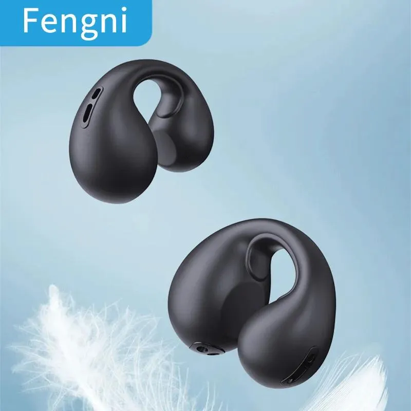 Наушники Fengni 2023 Новые Bluetooth-наушники с зажимом для ушей Наушники костной проводимости Tws Беспроводные наушники Стерео Бас Спортивная гарнитура с микрофоном