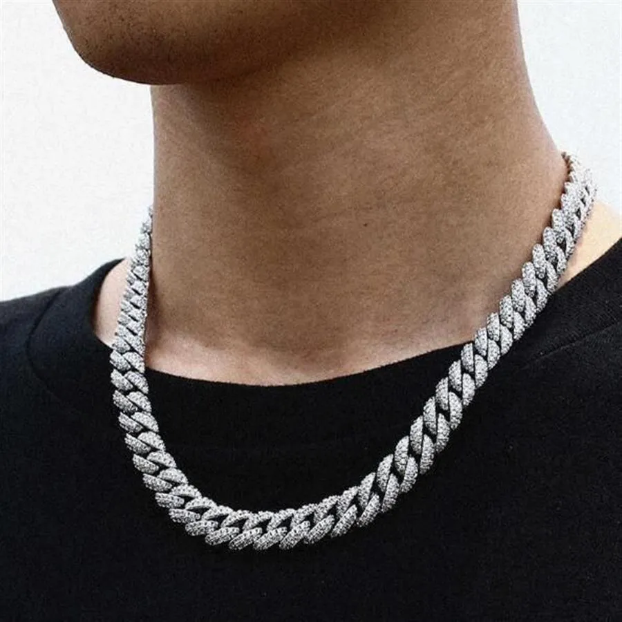 Necklaces bracelet 18 Inch 10mm 925 Sterling Silver Setting Iced Out Moissanite Diamond Hip Hop Cuban Link Chain Miami Necklace Je310U