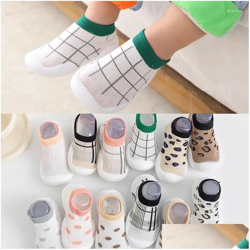 First Walkers Striped Baby Shoes Spring Autumn Non-Slip Toddler Kids Sock Soft Rubber Sole Infant Cotton Booties Drop Delivery Materni Dh4Dp