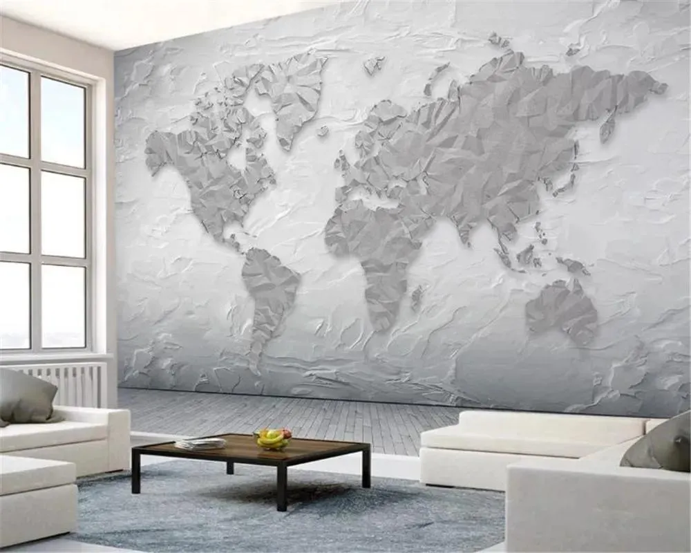 Wallpapers 3d papel de parede paredes textura de pedra mapa do mundo simples 3d tv fundo parede hd impressão digital papel de parede à prova de umidade