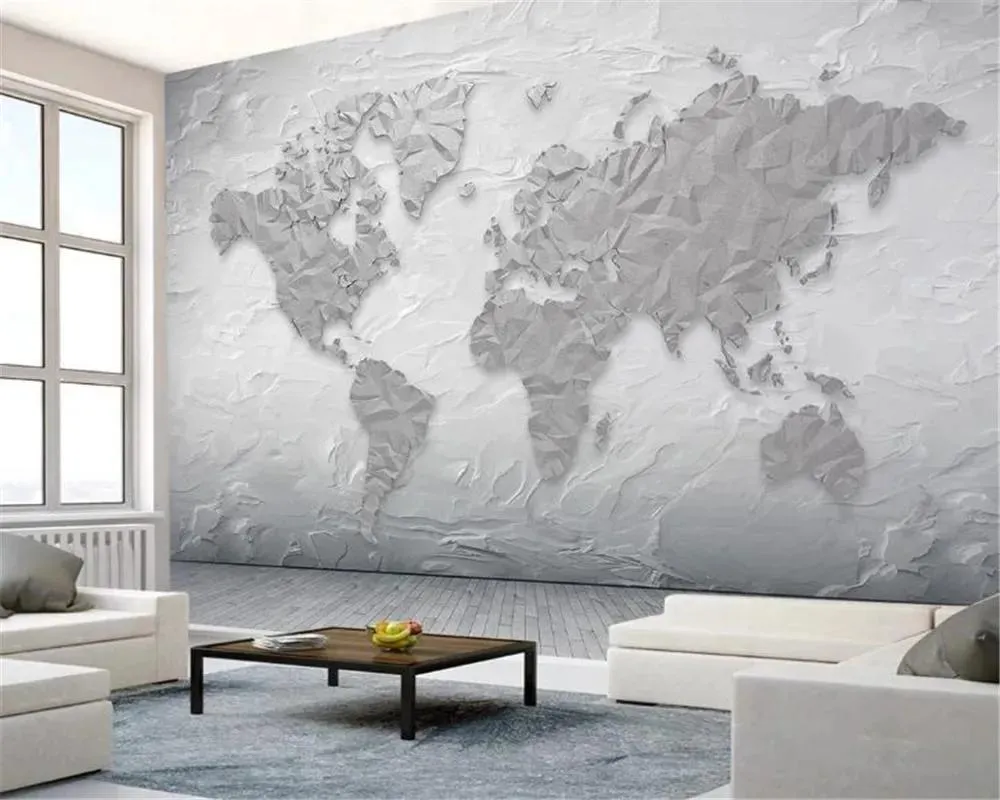 Wallpapers 3d Wallpaper Walls stone texture world map simple 3d TV background wall HD Digital Printing Moistureproof Wallpaper