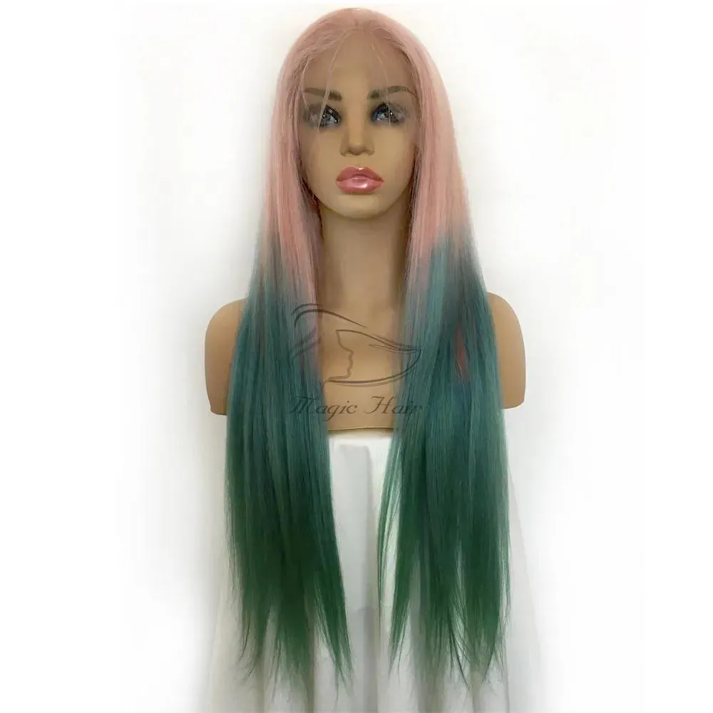 Perucas completas do laço peruca humana com cabelo do bebê pré arrancado brasileiro remy cabelo ombre cor rosa/azul/verde laço frontal perucas de cabelo humano