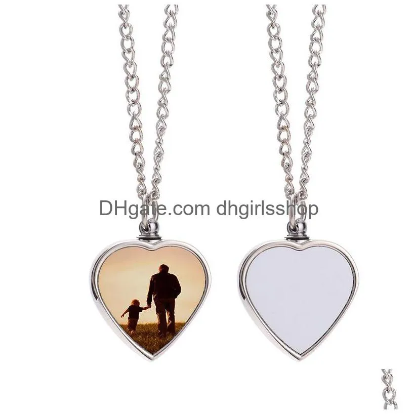 Collane con ciondolo Sublimazione Collana con lettera vuota Trasferimento di calore creativo a forma di cuore Fai da te Regalo di San Valentino Consegna a goccia Gioielli Dhitb