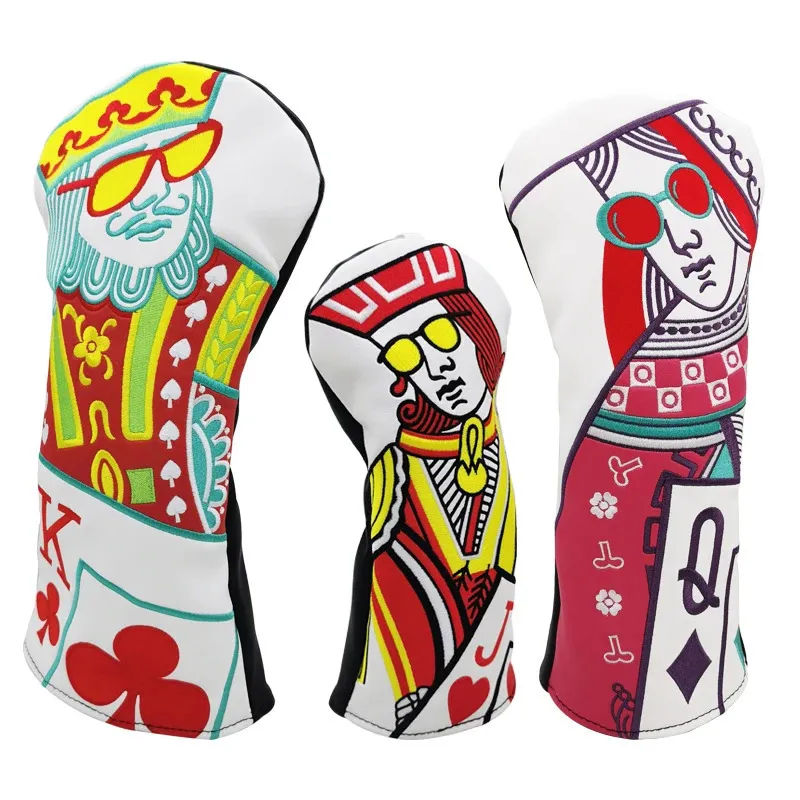 Kings and Queens and Knights Golf Club Wood Headcovers Sürücü Fairway Woods Hybrid Cover Golf Kulübü Baş Koruyucu Kılıf 231229