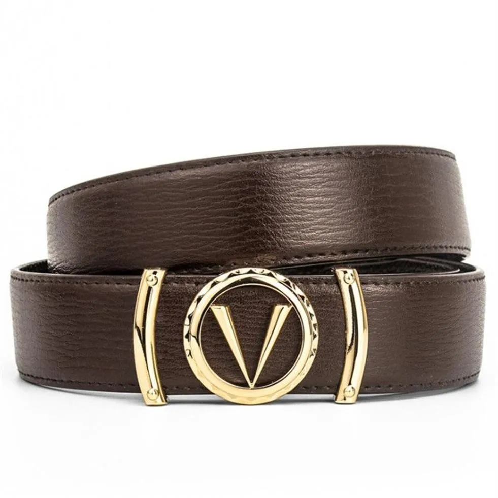 Cowhide Business Letters v Designer Belt Gold Stylish Belt Casual Man Smooth Buckle Belts幅34mm高品質4色オプション277m