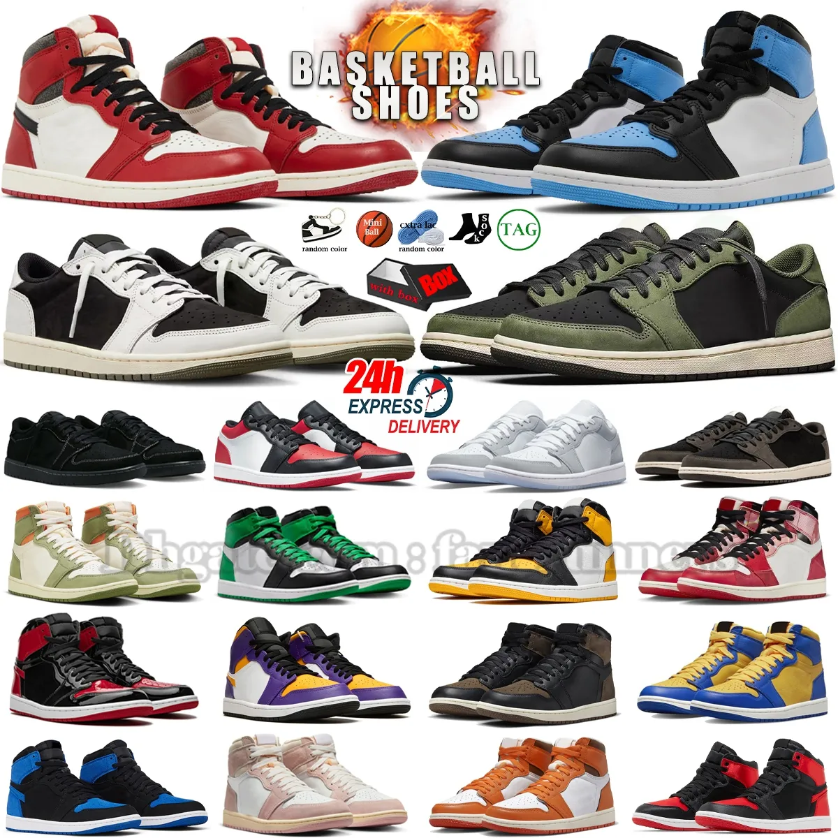 Jumpman 1 낮은 농구화 1s 하이 오그 운동화 Wolf Grey Lost 및 Found Palomino Spiderman Black Phantom Royal Reimagined 새틴 공예 Celadon 남자 여자 트레이너