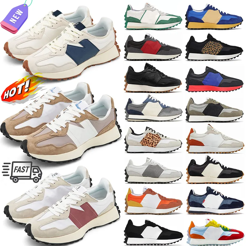 Nya casual skor 327 Women Mens 327s Designer Sneakers White Black Grey Blue Bean Milk Light Camel White Jogging Walking Sport Trainers har storlek 36-45