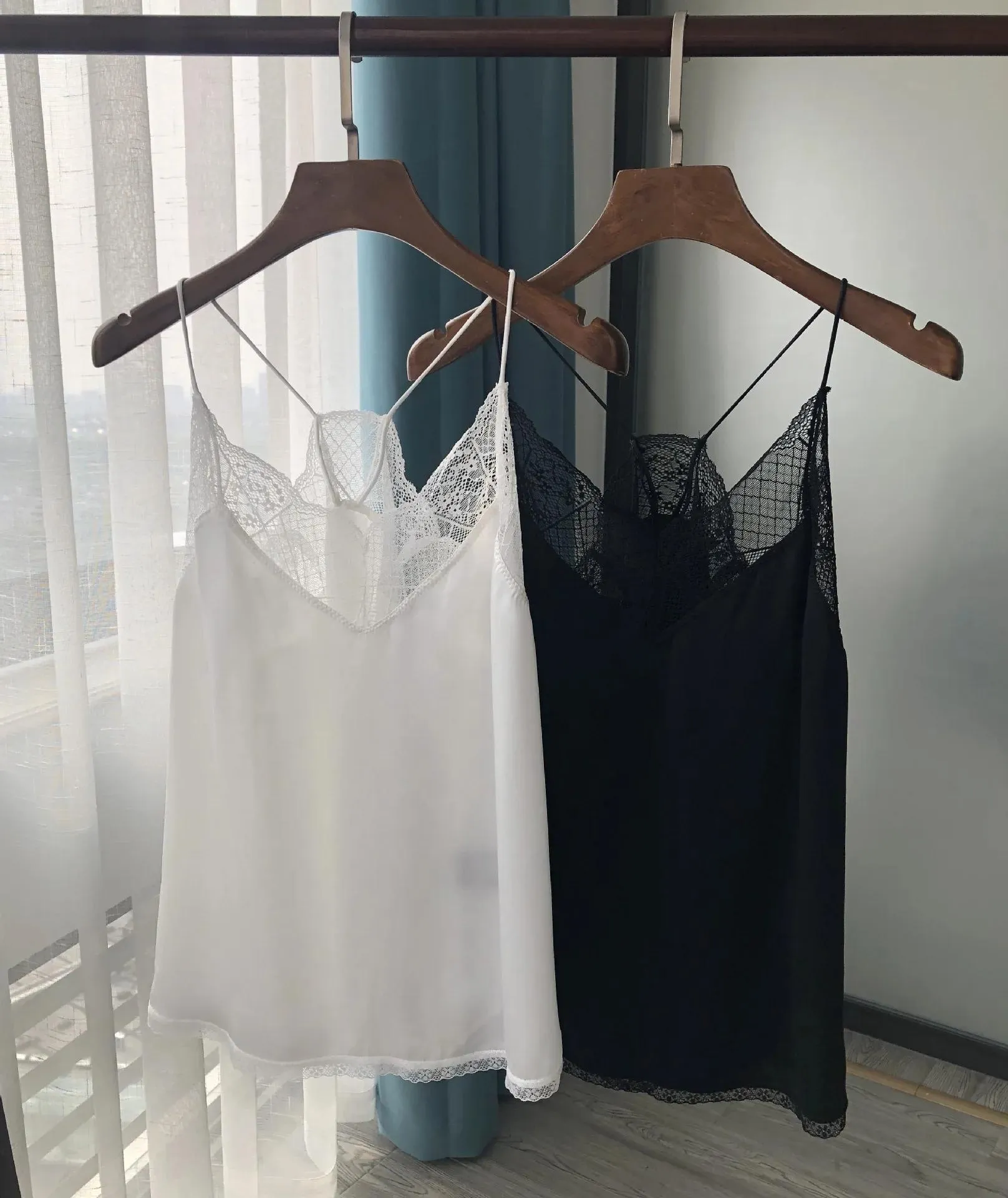 T-Shirt Women Tops Sling French Tuning Delicate Lace Sexy Joker Single Soft Sand Washed Sling