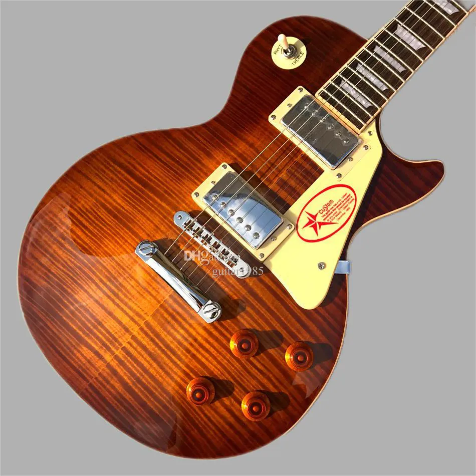 Custom Shop, guitare électrique standard Flame Maple, un morceau de manche, pont Tune-o-Matic, reliure en palissandre, livraison gratuite 2589