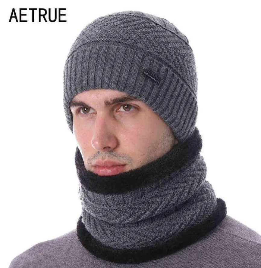 AETRUE Marque Chapeaux D'hiver Pour Hommes Femmes Skullies Bonnets Hommes Tricoté Chapeau Casquettes Mâle Masque Gorras Bonnet Chaud Cou Hiver Bonnet Chapeau Y1732063