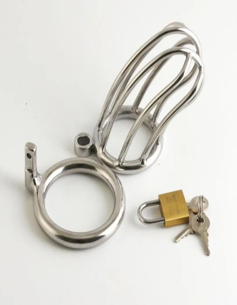 Rostfritt stål Male Chastity Lock Device Bestämmningsfågelburet Lås Nytt R765102891