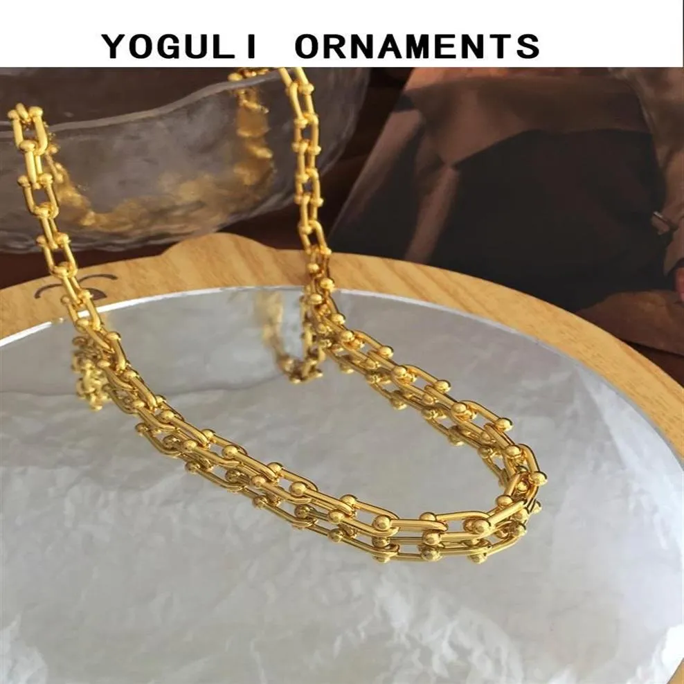 Łańcuchy Kobiety biżuteria hip hop Choker Naszyjnik Sprzedawanie złotego poszycia Wysokiej jakości mosiężne metal na prezent imprezowy 190n