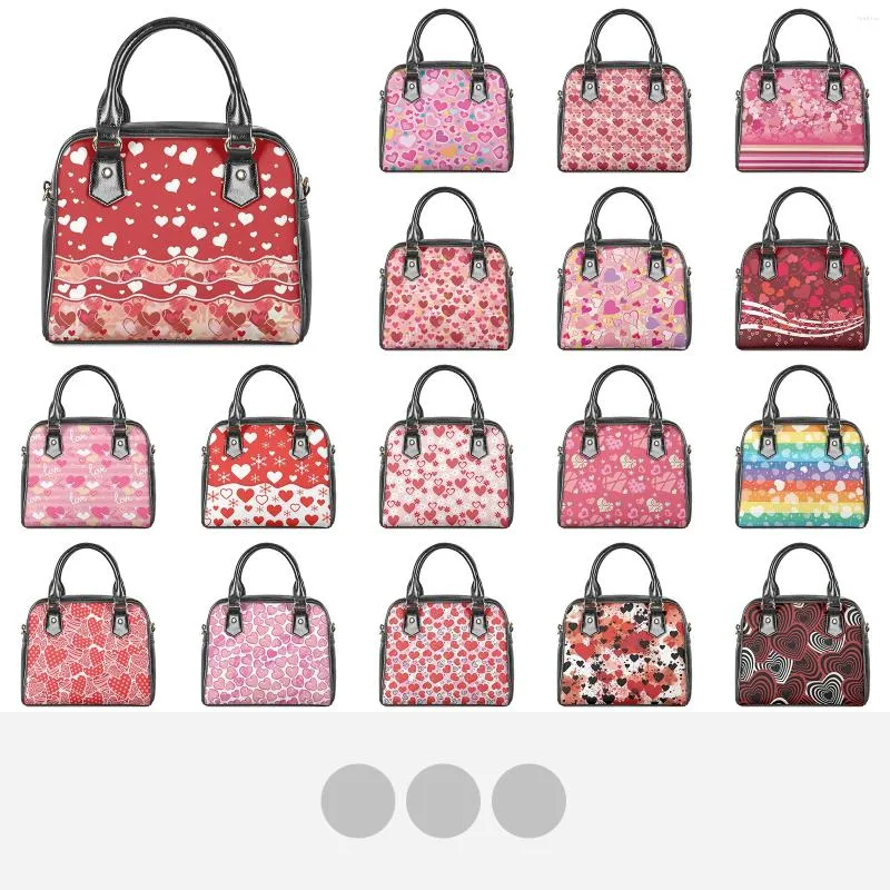 Sacs polochons pour femmes, motif cœur, imperméable, cuir PU, bandoulière remplaçable, adapté au cadeau d'anniversaire de petite amie