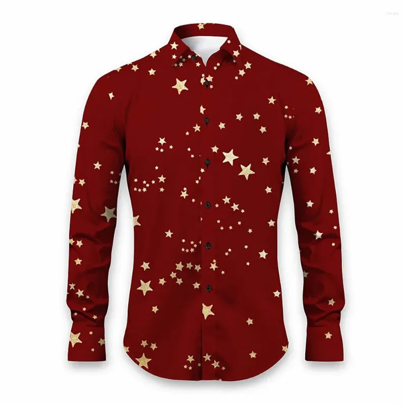 Erkekler Sıradan Gömlekler 2023 Eğlenceli Yıldız Grafik Baskılı Gömlek Konforlu Giyim Moda Top Nefes Alabilir Krufizli Hırka