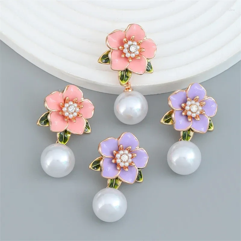 Boucles d'oreilles en forme de fleur rose pour femmes, bijoux de luxe, en Zircon coréen, goutte d'huile, exquis, cadeau de fête