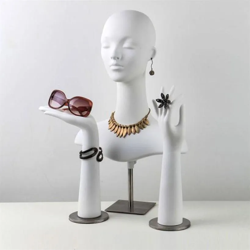 Jewelry Pouches Bags High Quality Female Mannequin Dummy Head And Hands For RingEarring Necklace Hat Sunglass Display Manikin Tor313F