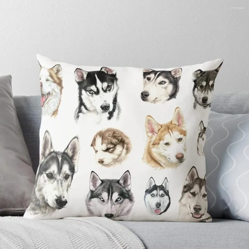 Pillow Husky Collage Throw Anime Sitting Bed Pillowcases