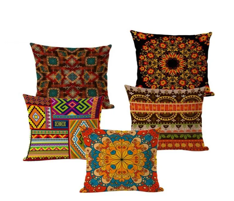 CushionDecorative Pillow Bohemian Style Dekorativ kudde täcker bomullslinne Square Geometry African Stripe för soffa säte mjuk 8940137