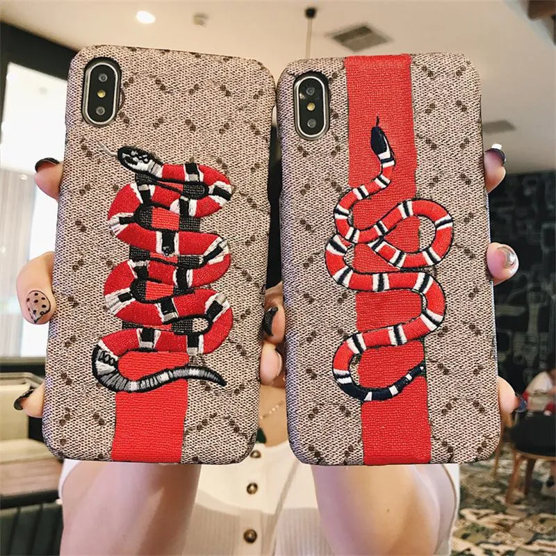 Top Designer Phone Case for iPhone 15 Pro Max Cases 14 pro max 13 11 12 XS 8 Fashion Brand Leather Original Monogram G Flower Embroidery small snake bee tiger Wallet Cover