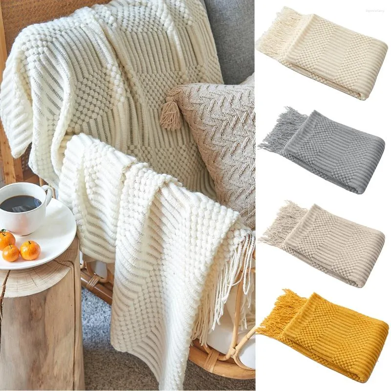 Blankets Knitted Blanket Tassel Warm Soft Woven Sofa Cover Baby Bedspread 120x170cm Throw Office Air Conditioning