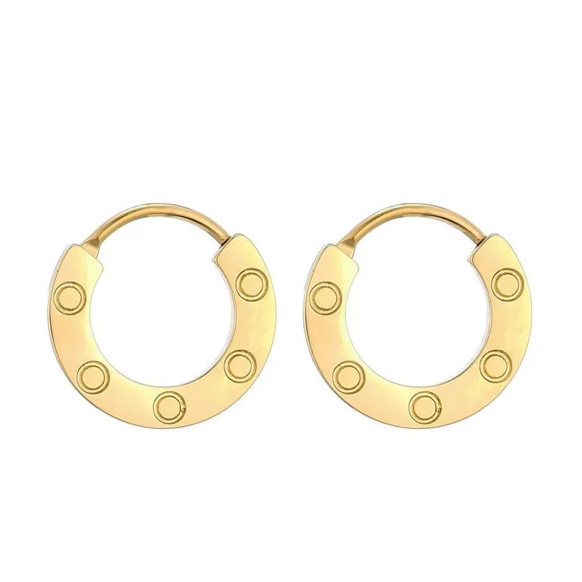 Liebe Einzelner Ohrring für Frauen Damen Hoop Huggie Ohrstecker Schraubmarkierung 316L Titanstahl Berühmte Marke Designerschmuck mit Inscr280k