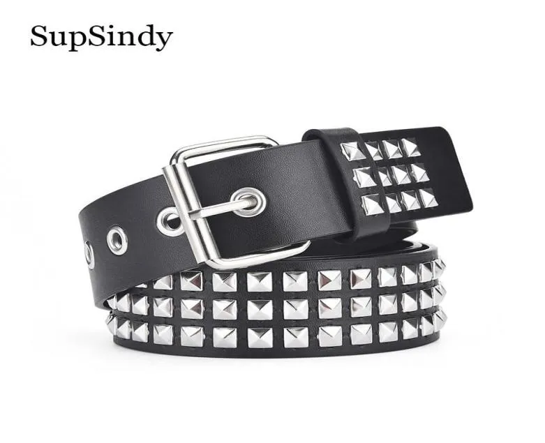 Ceintures SupSindy hommes ceinture Punk géométrique Rivet broche boucle en cuir PU pour femmes jean ceinture Rock moto Hip Hop mâle sangle 5307668