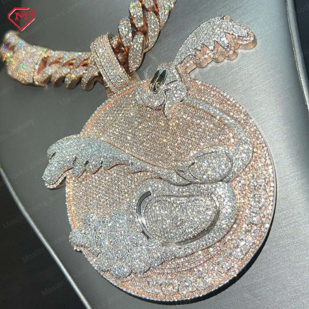 Ювелирные изделия Master Rocks с буквами, большой круглый кулон Iced Out из стерлингового серебра Vvs на заказ, подвеска из муассанита в стиле хип-хоп