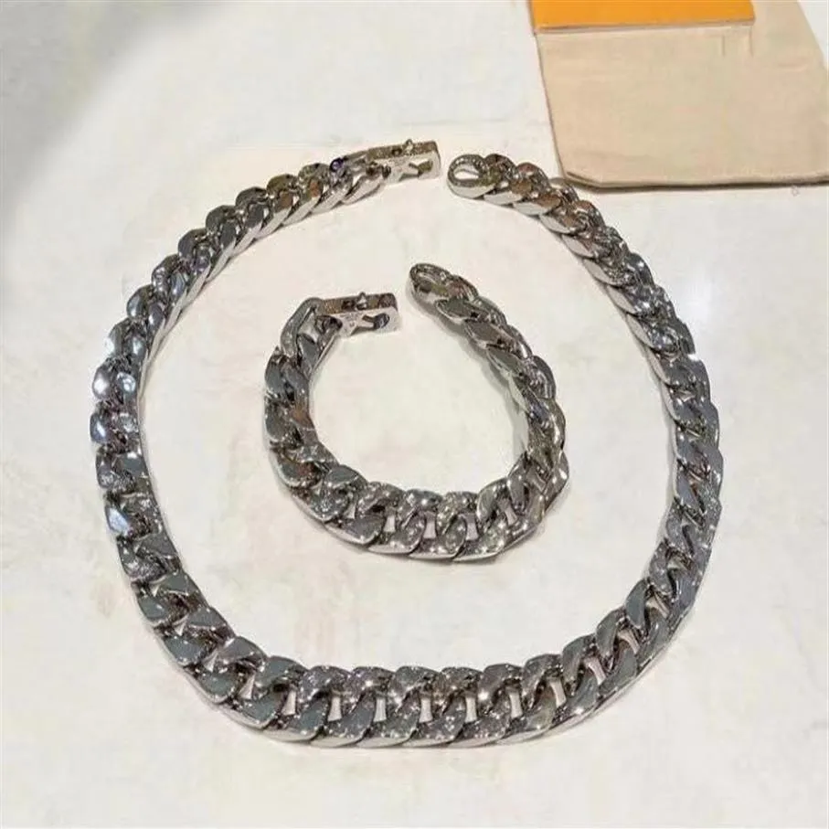 Cubain lien chaîne hommes femmes mode gravé fleur en acier inoxydable bracelets collier colliers amateurs cadeau hip hop bijoux avec bo237Q