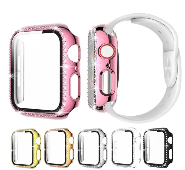 Boîtier de montres en diamant pour Apple Watch couvre 38 mm 42 mm 40 mm 44 mm bande en verre trempé couvercle de protection d'écran iWatch série 5 4 3 26354293